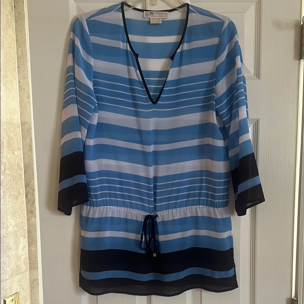 Michael Kors Striped V-Neck Blouse